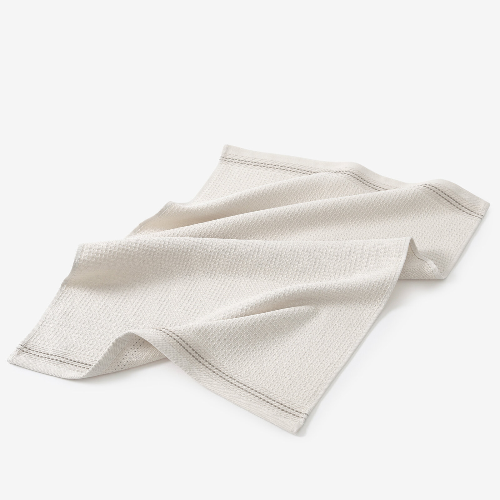Keuken wafeldoek theedoek met border - beige