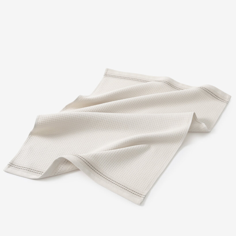 Keuken wafeldoek theedoek met border - beige