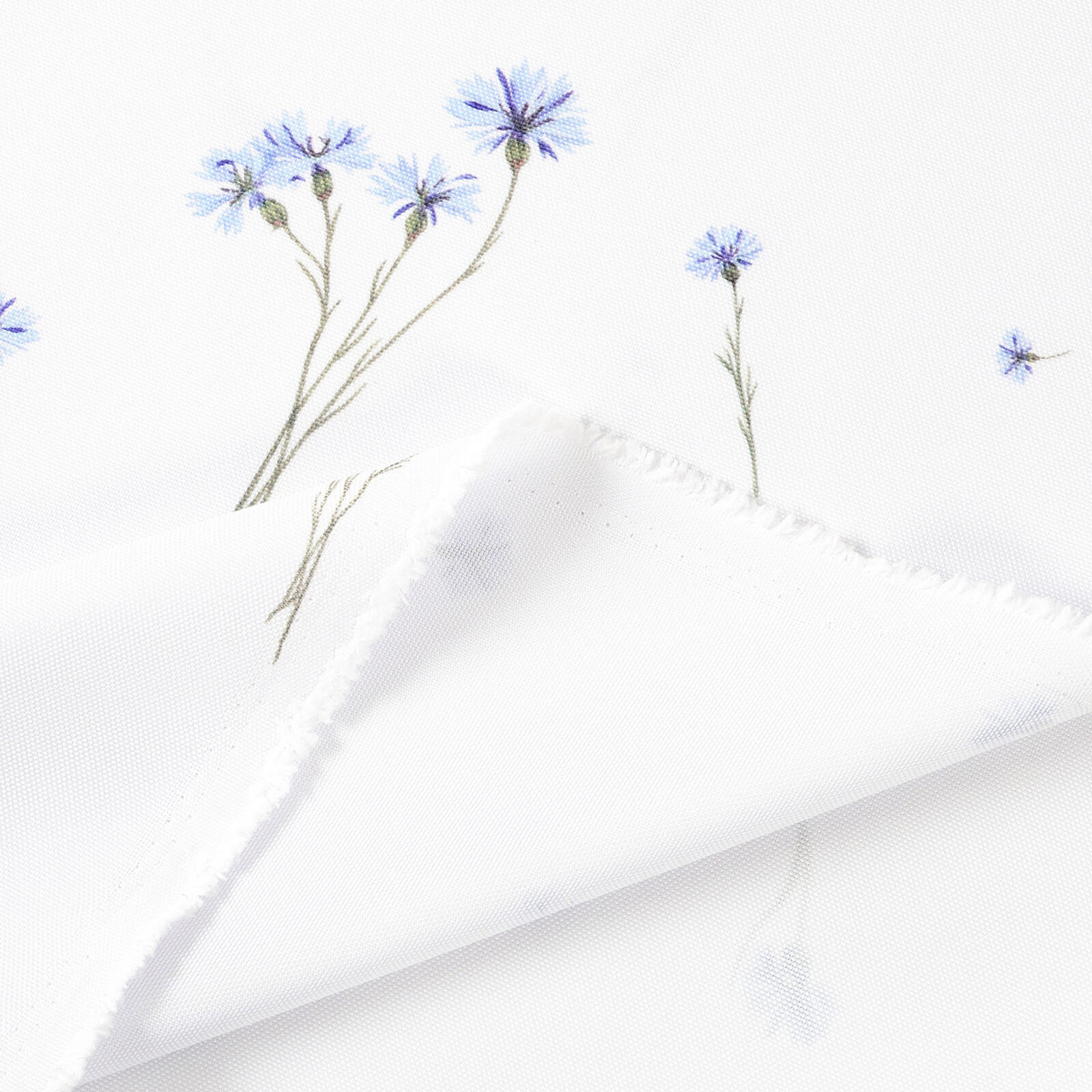 Tafelstof met tefloncoating - Blauwe korenbloemen