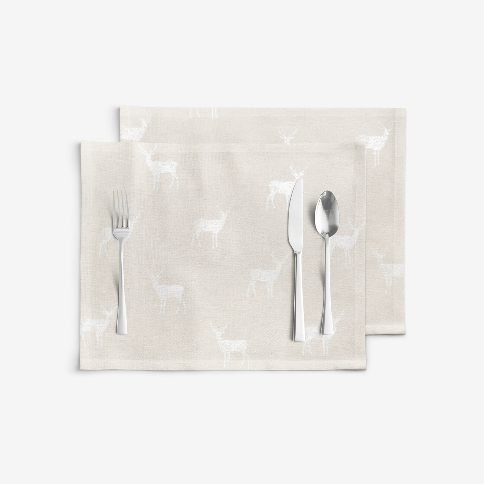 Placemat voor de tafel Natura - Herten op ongebleekt - set 2 stuks