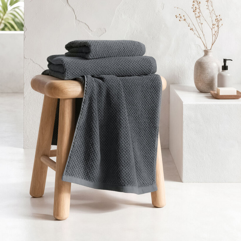 Katoenen badstof handdoek / badhanddoek Micro Pure - grafiet