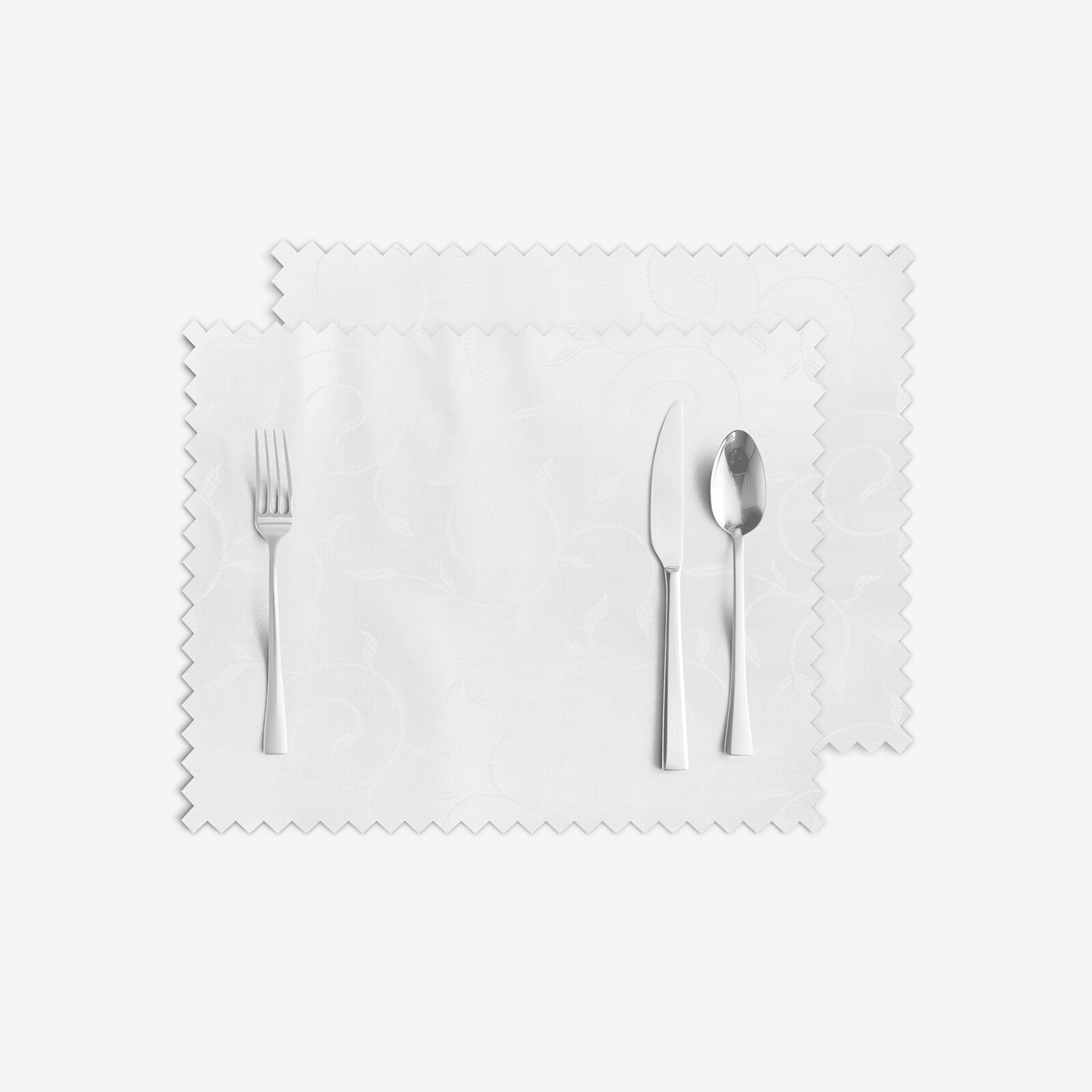 Feestelijke placemat voor op tafel teflon - wit met grote ornamenten - set 2 stuks