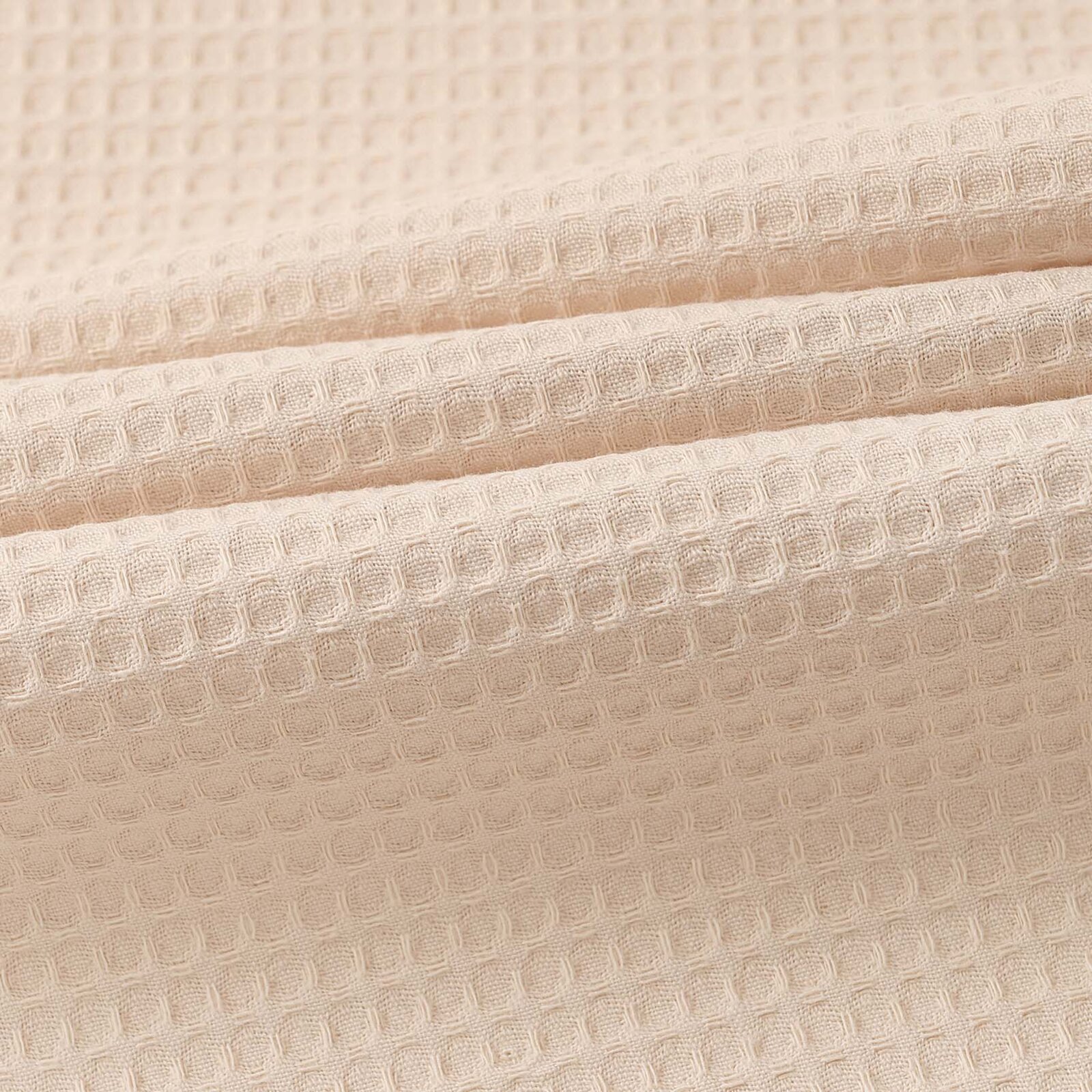 Geborduurde theedoek (wafeldoek) - Klokjes op beige