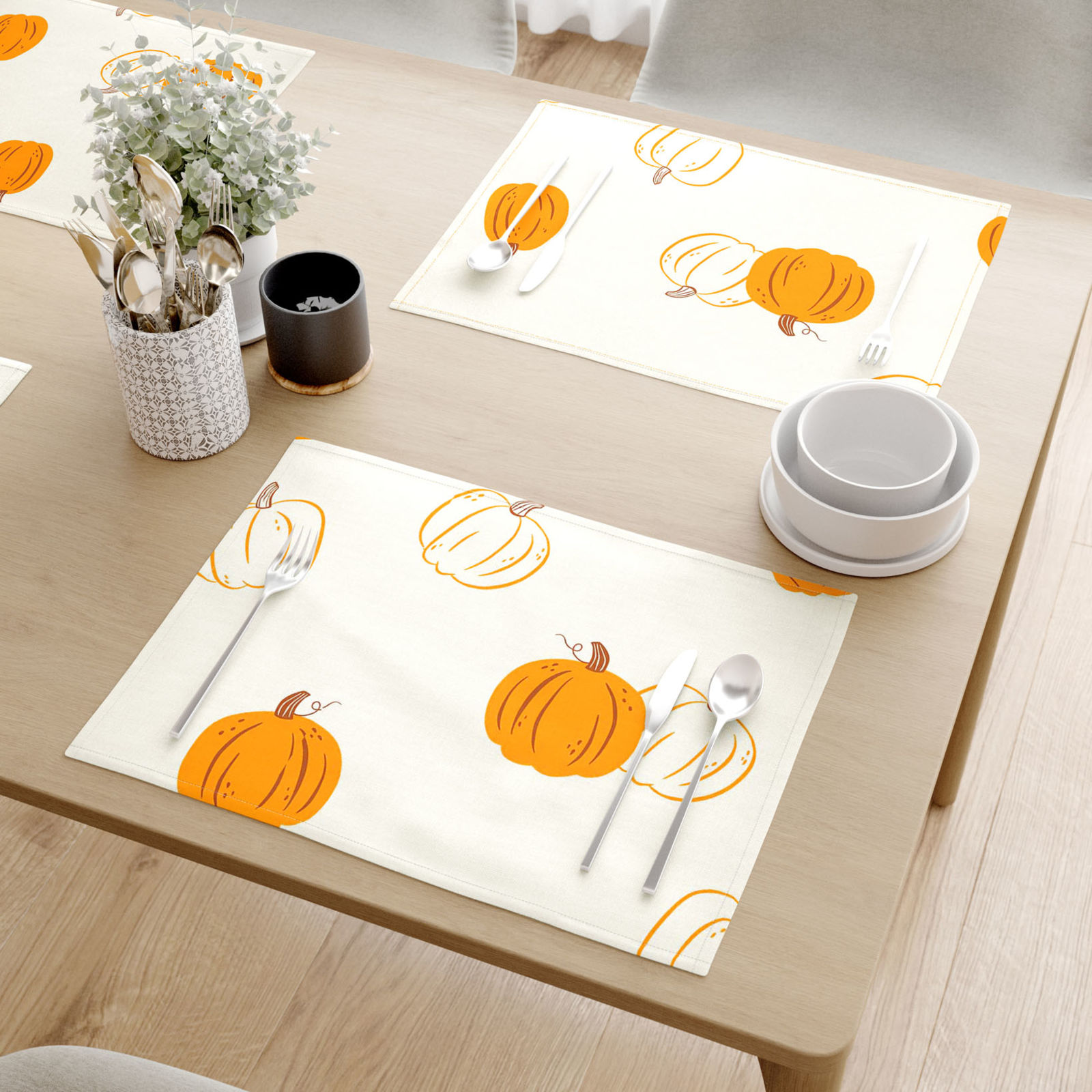 Placemat voor de tafel 100% katoen renforcé - Herfst pompoen - set 2 stuks