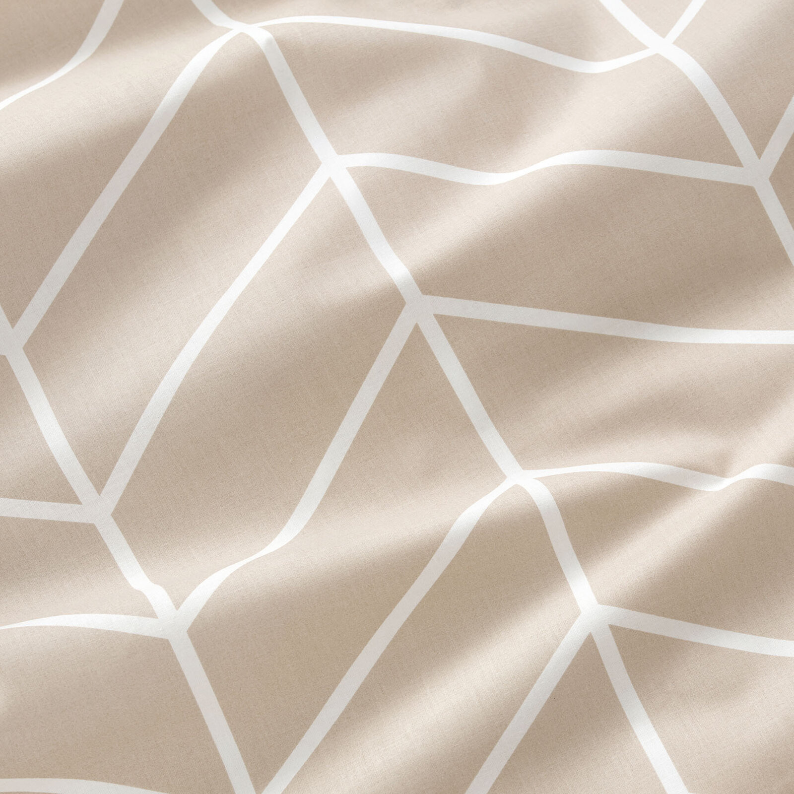 Katoenen beddengoed - Witte zigzag op beige