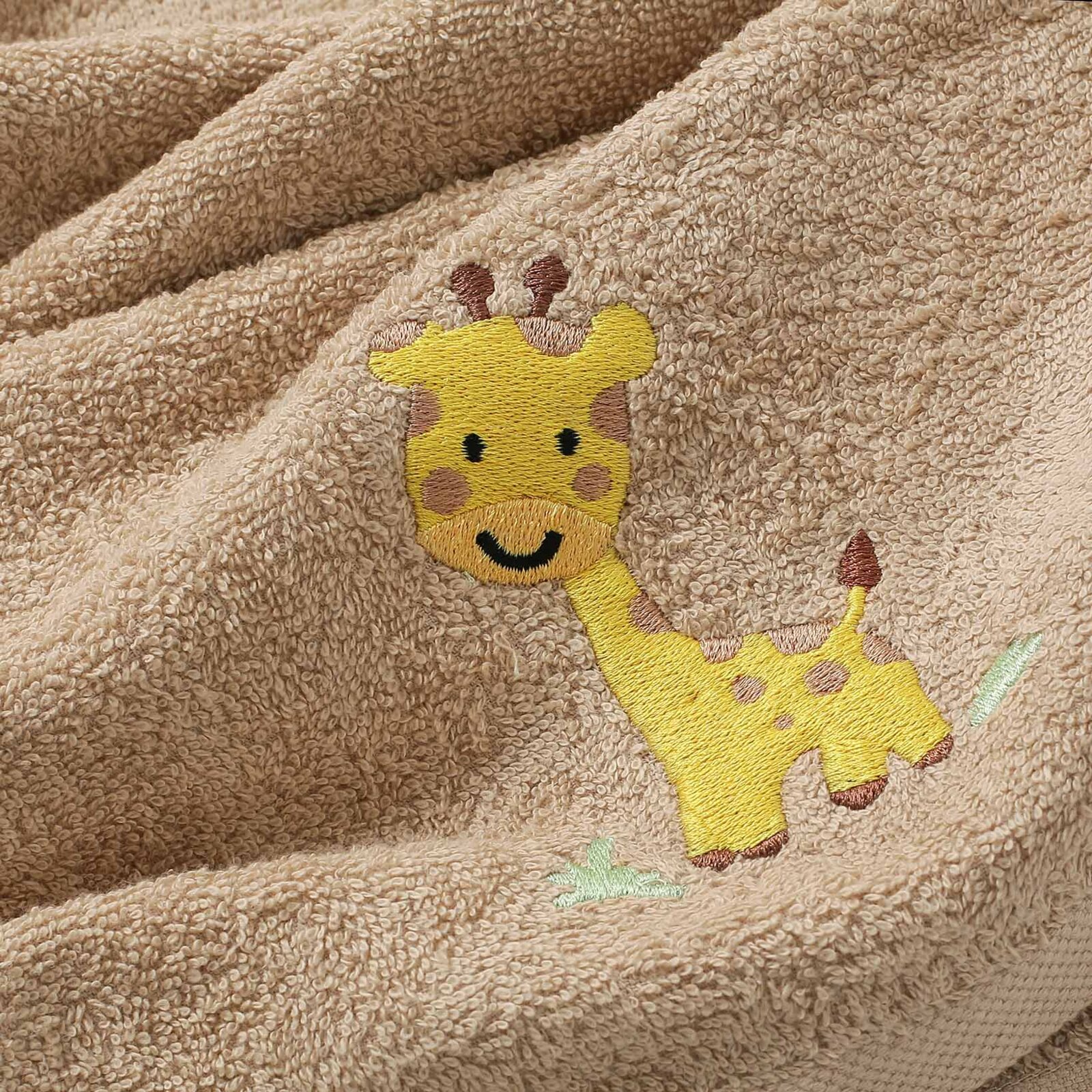 Kinder badstof handdoek - Giraffe op bruin