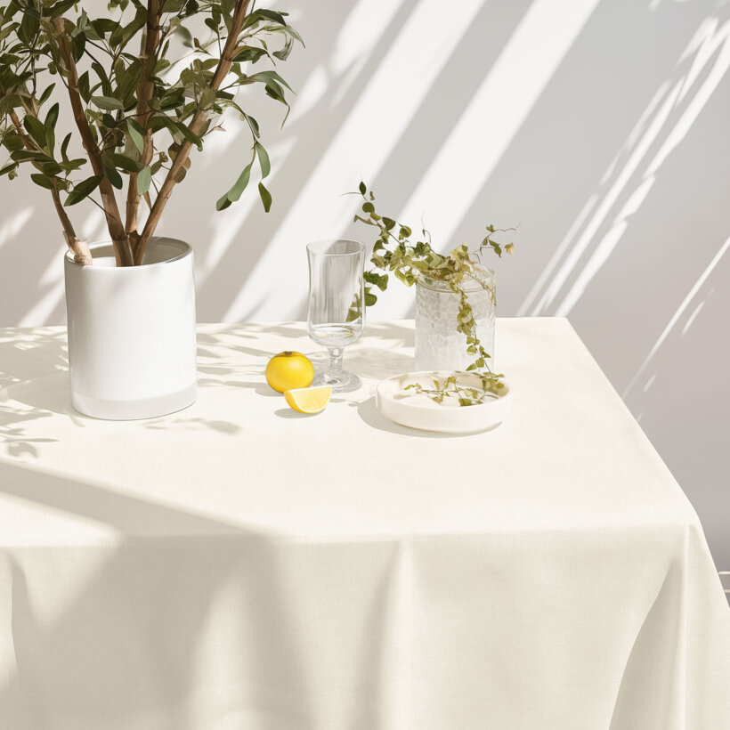 Hoekig tafelkleed Malaga - crème