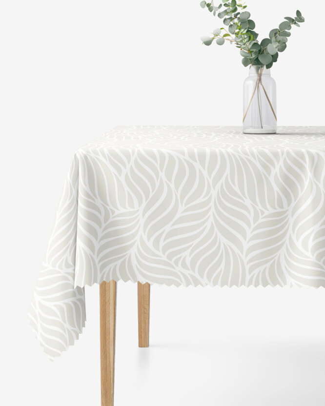 Hoekig teflon tafelkleed - Beige lijnen