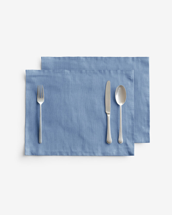Placemat voor de tafel van linnenmix - blauw - set van 2 stuks