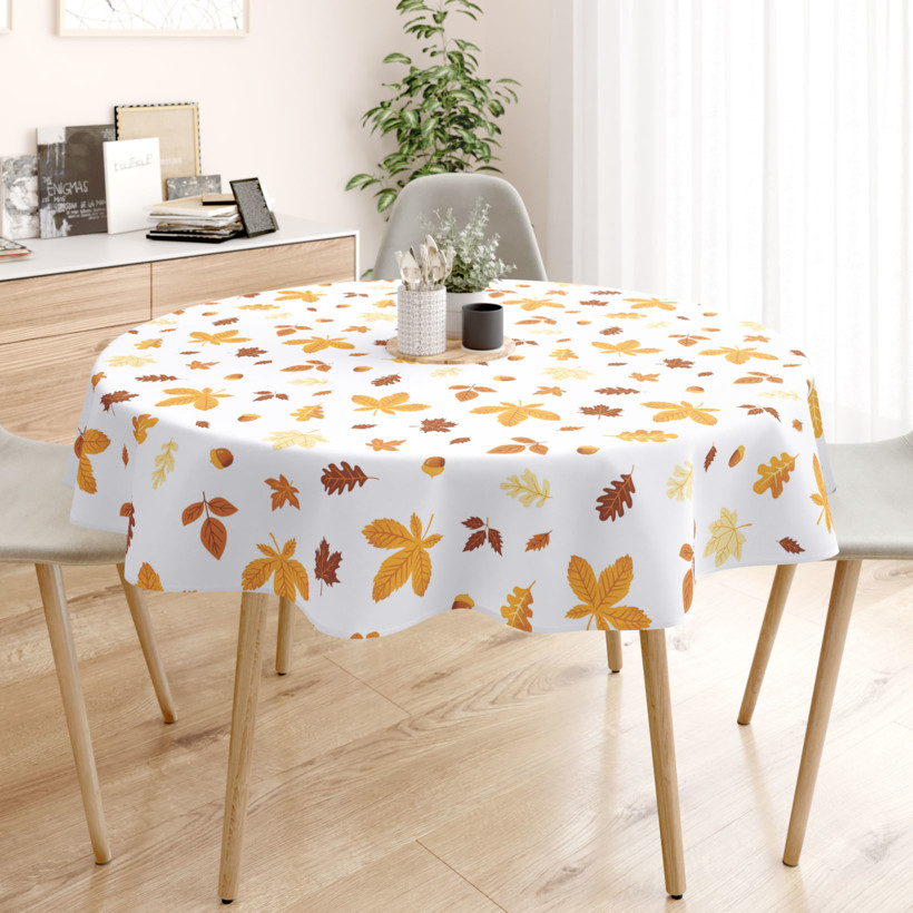 Rond tafelkleed 100% katoen renforcé - Herfstbladeren