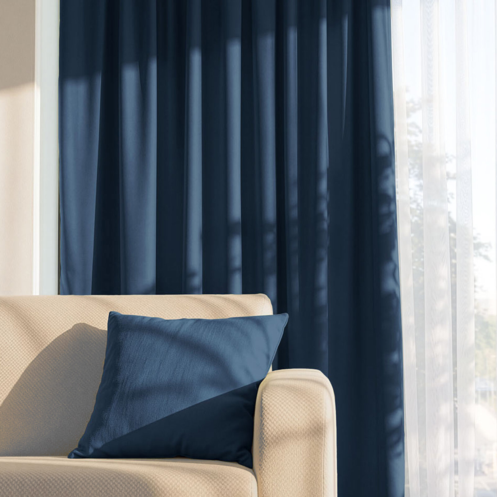 Decoratief gordijn Marbella - marineblauw