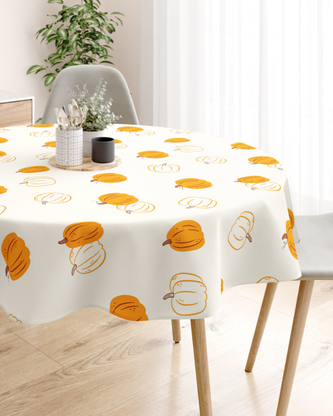 Rond tafelkleed 100% katoen renforcé - Herfst pompoen