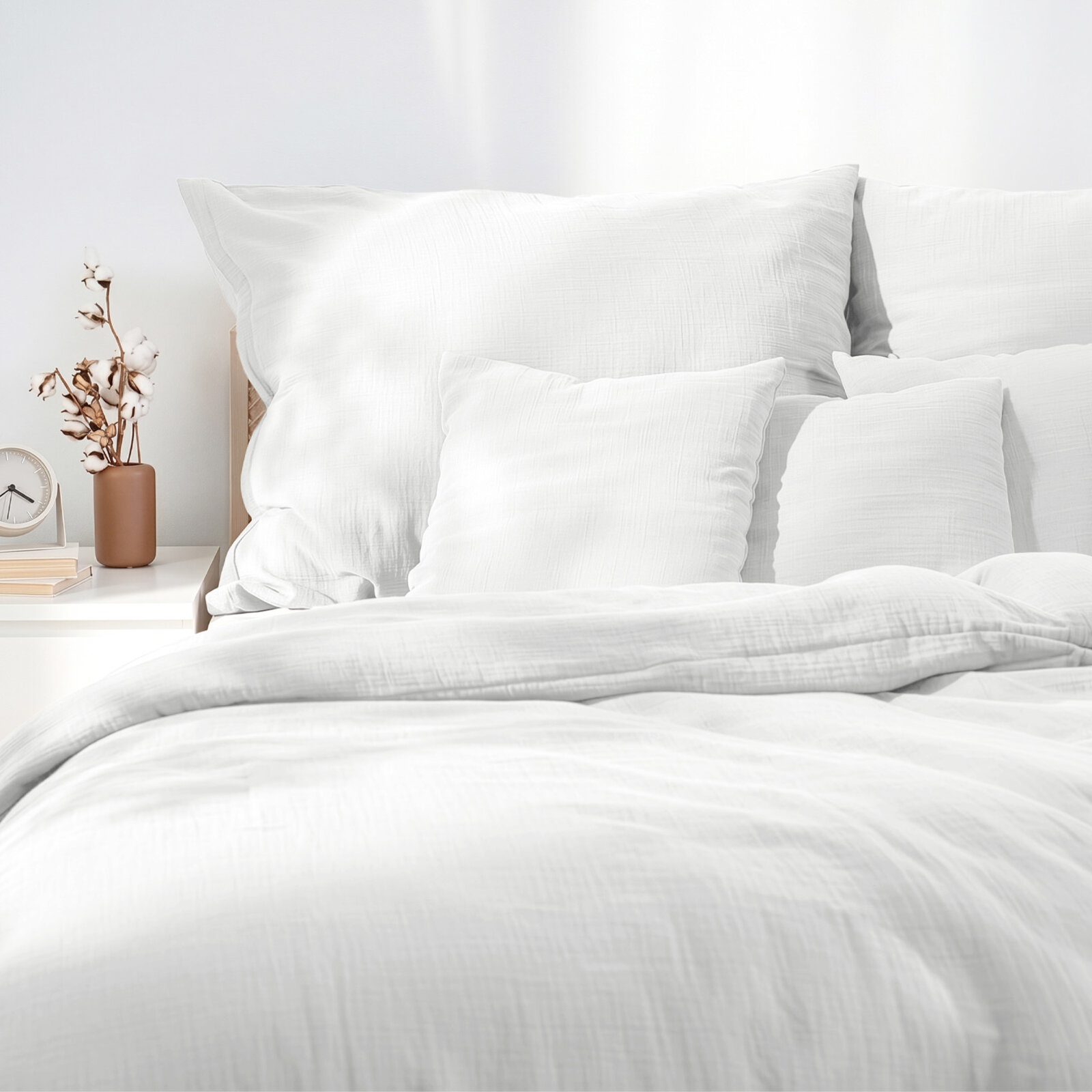 Mousseline beddengoed - wit