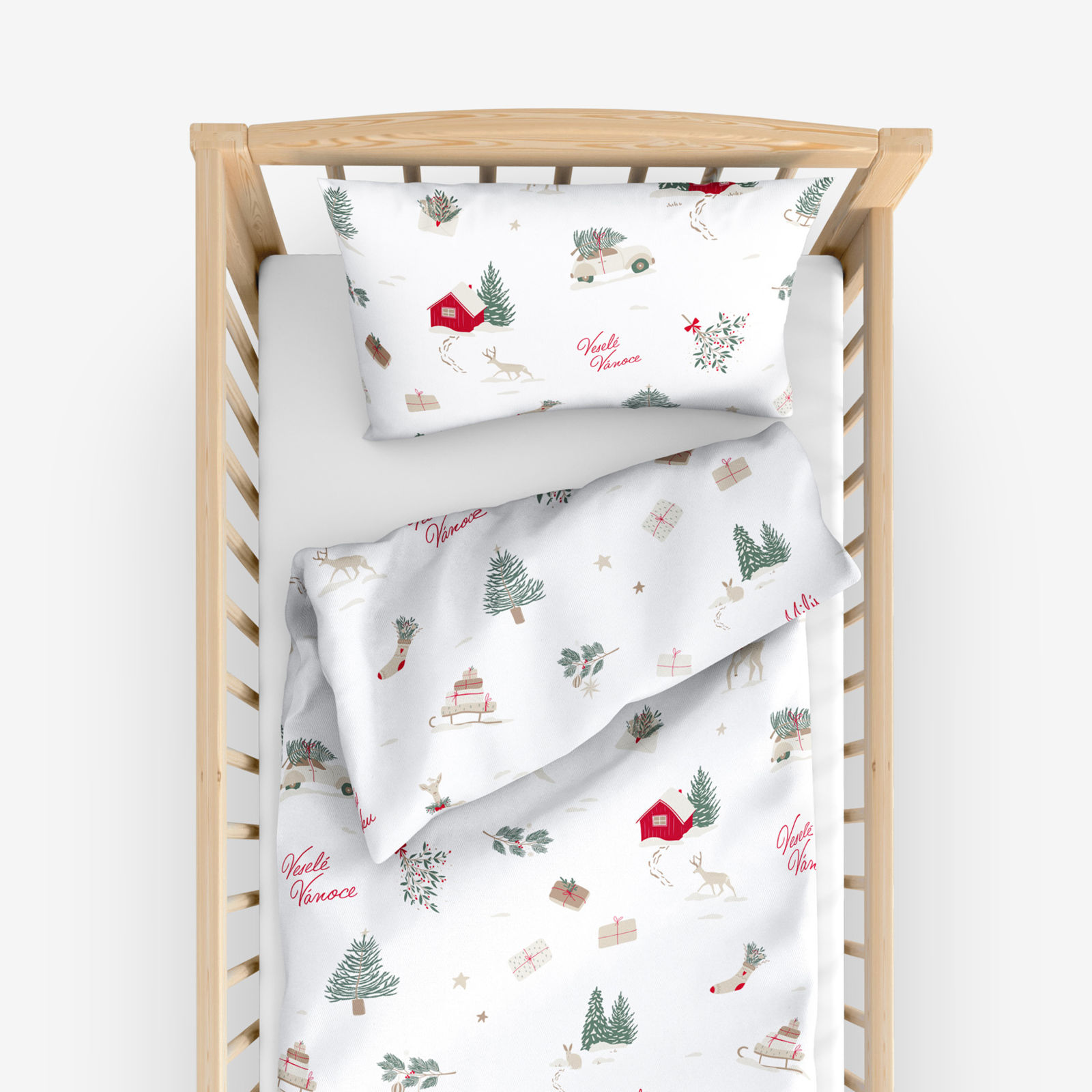 Kerst katoenen beddengoed voor een kinderbedje - Tsjechische Kerst