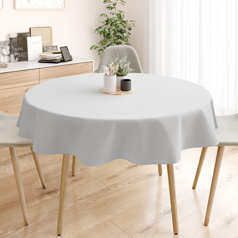 Rond tafelkleed 100% katoen renforcé - lichtgrijs