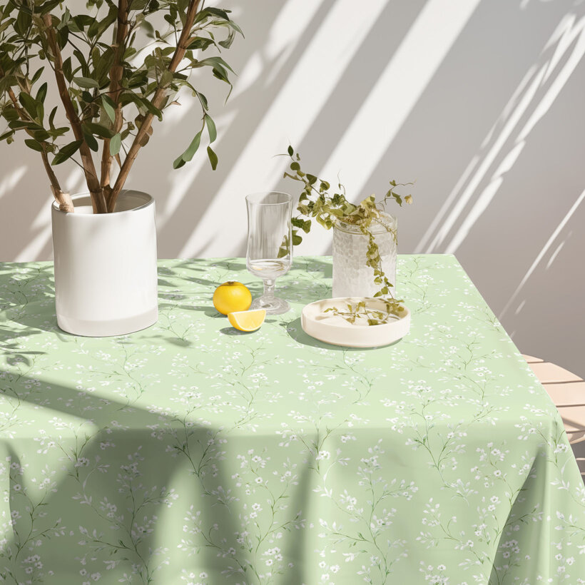 Hoekig teflon tafelkleed - Jasmijn bloemen