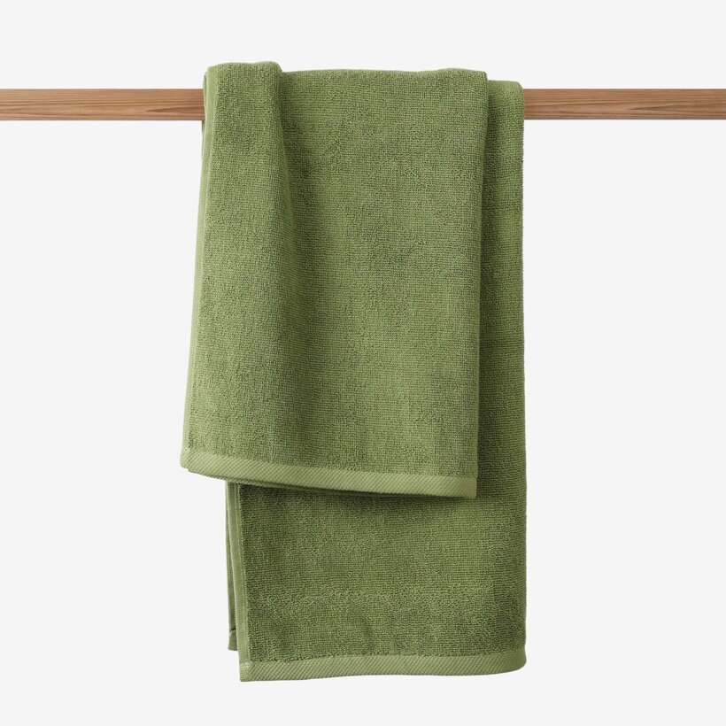 Katoenen badstof handdoek / badhanddoek Soft zonder boord - olijf