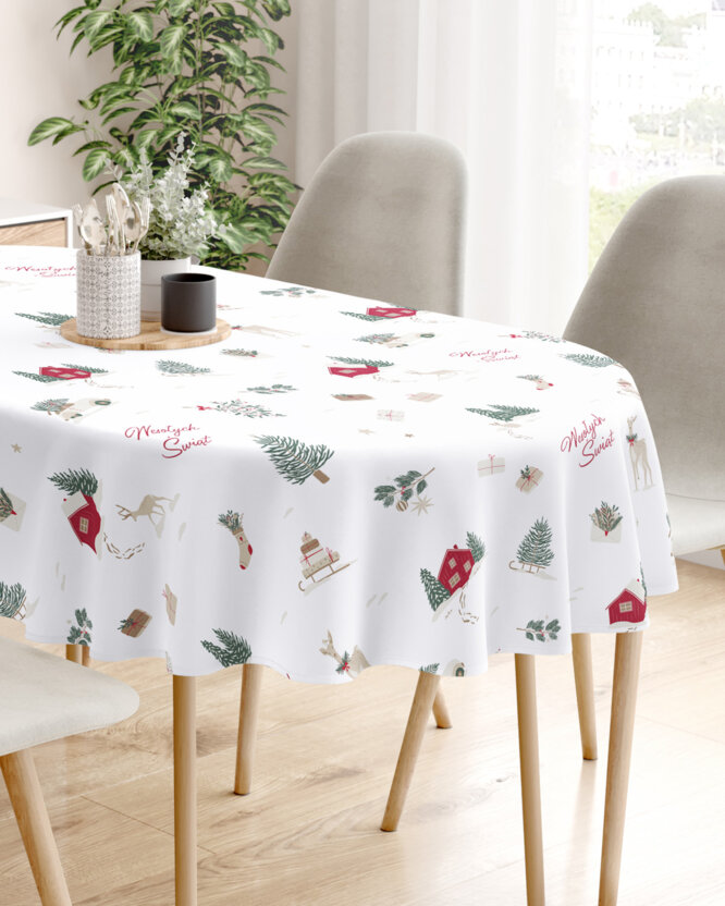 Kerst ovaal tafelkleed 100% katoen renforcé - Poolse Kerst (PL)