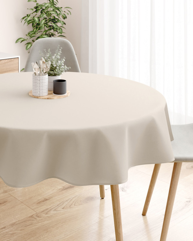 Rond tafelkleed 100% katoen renforcé - latte