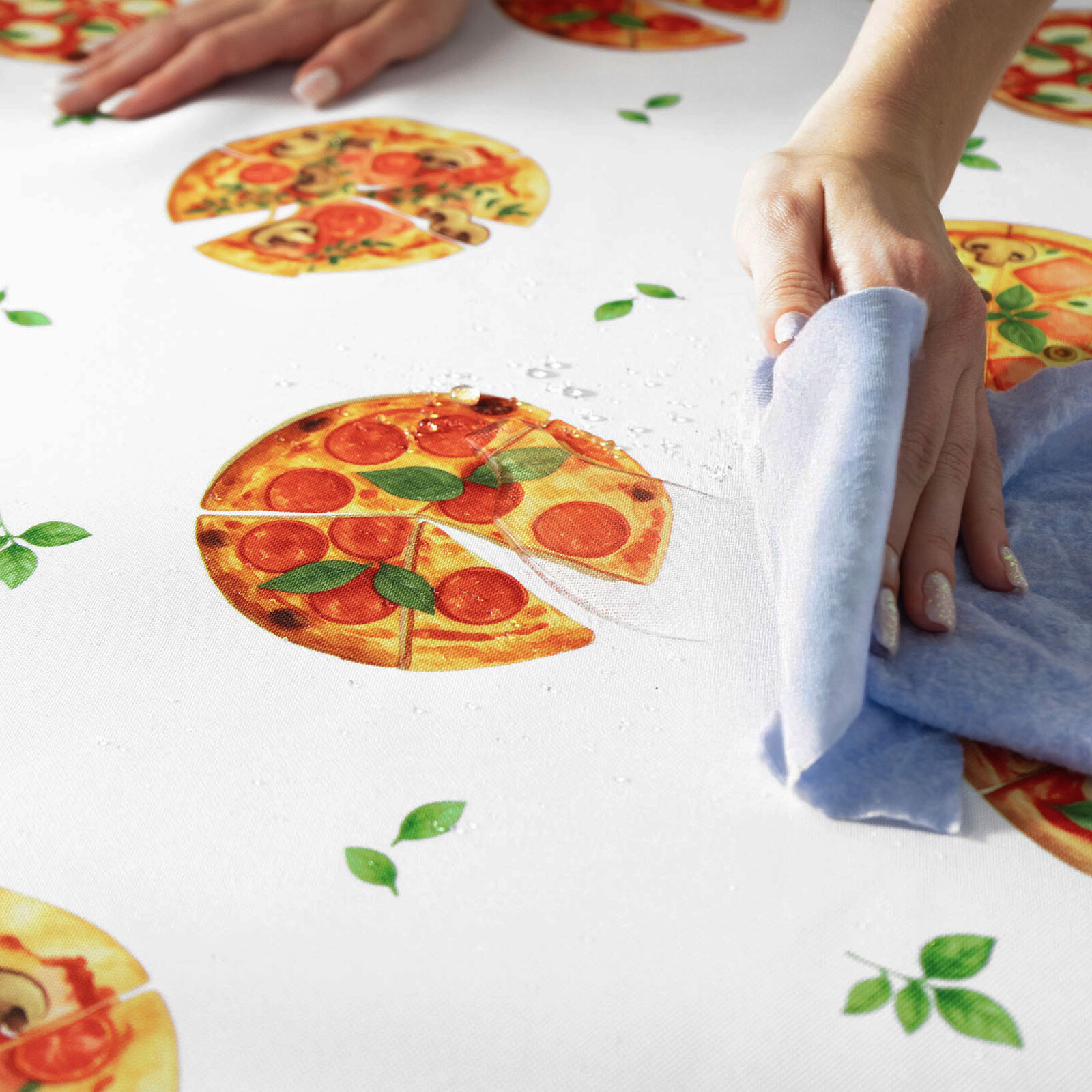 Hoekig teflon tafelkleed - Heerlijke pizza