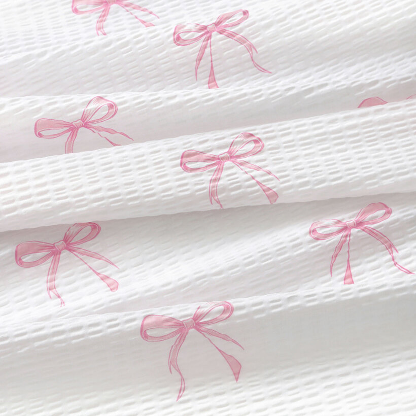 Katoenen crêpe - Roze strikjes