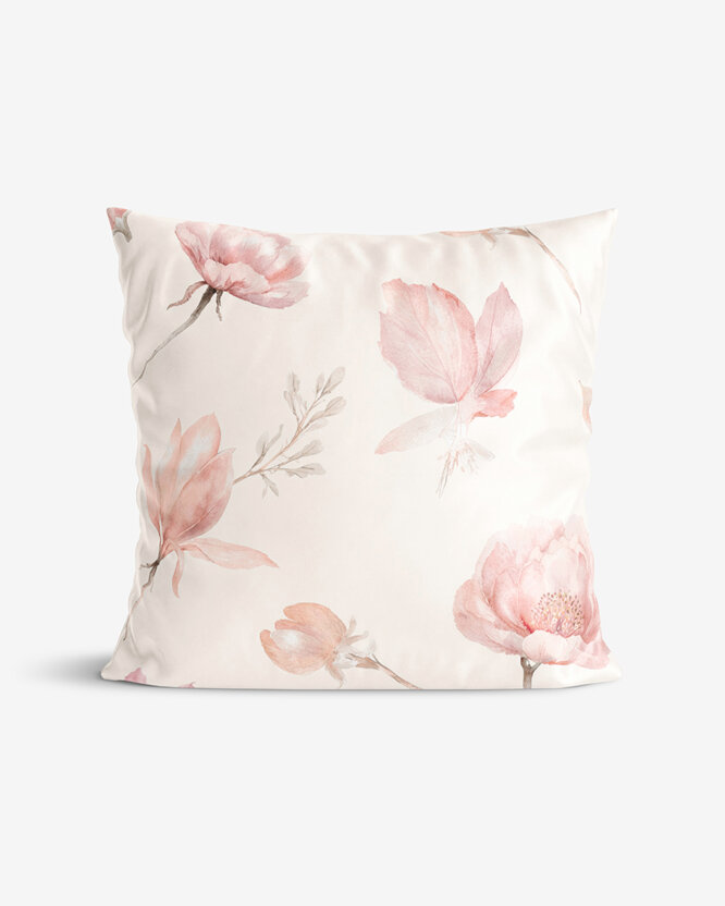 Kussensloop van katoensatijn - Bloeiende magnolia