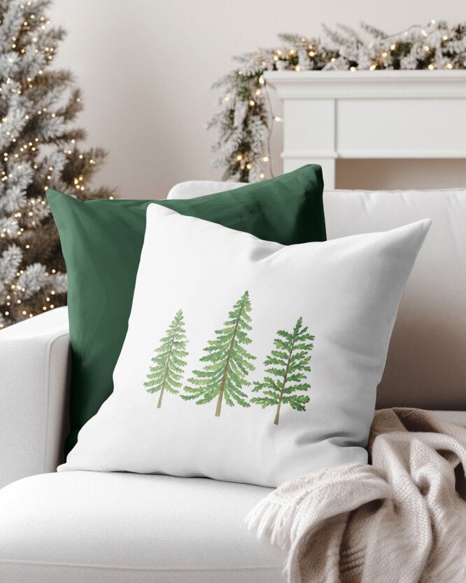 Decoratieve kussensloop - Winterse boompjes