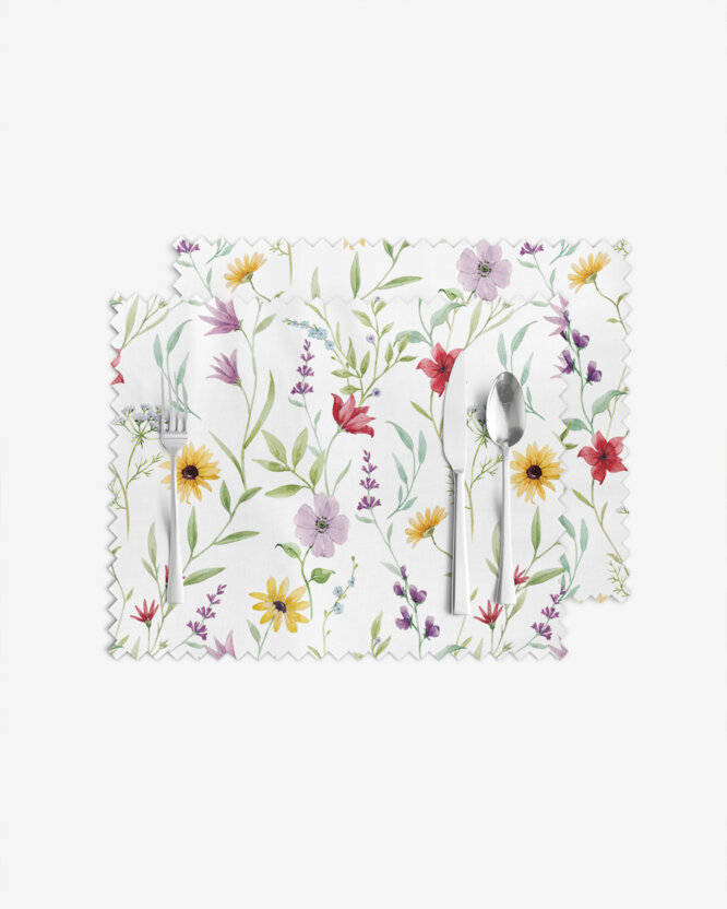 Tafelplacemat teflon - Kleurrijke lente bloemen - set 2 stuks