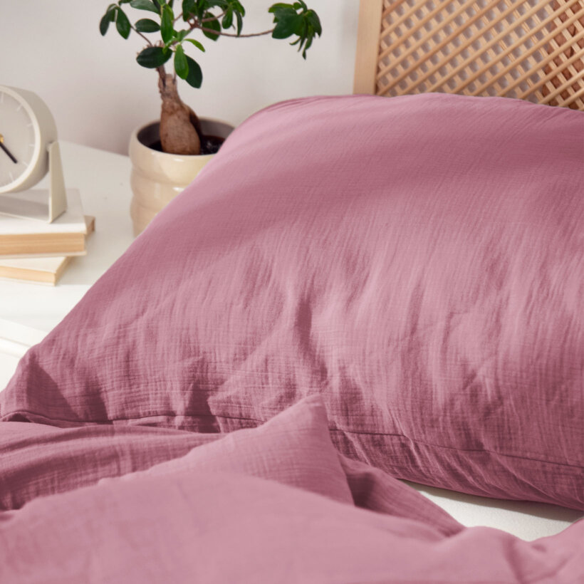 Mousseline beddengoed - pastel bordeaux