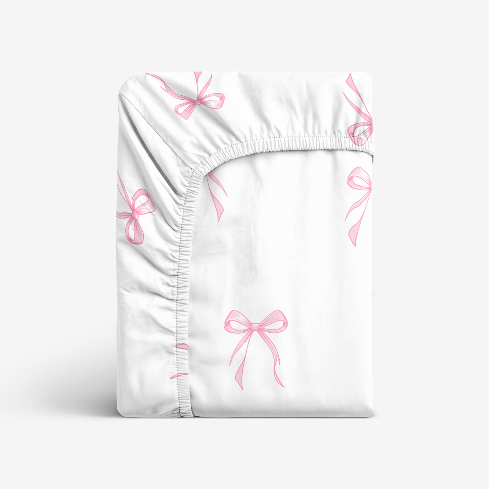 Katoenen hoeslaken - Roze strikjes