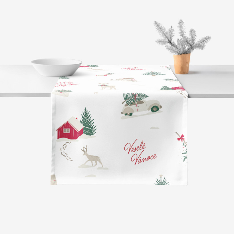 Kerst tafelloper van stevig katoen - Tsjechische Kerst