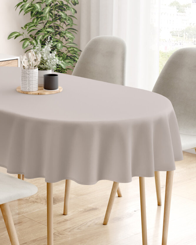 Ovaal tafelkleed 100% katoen renforcé - grijsbruin