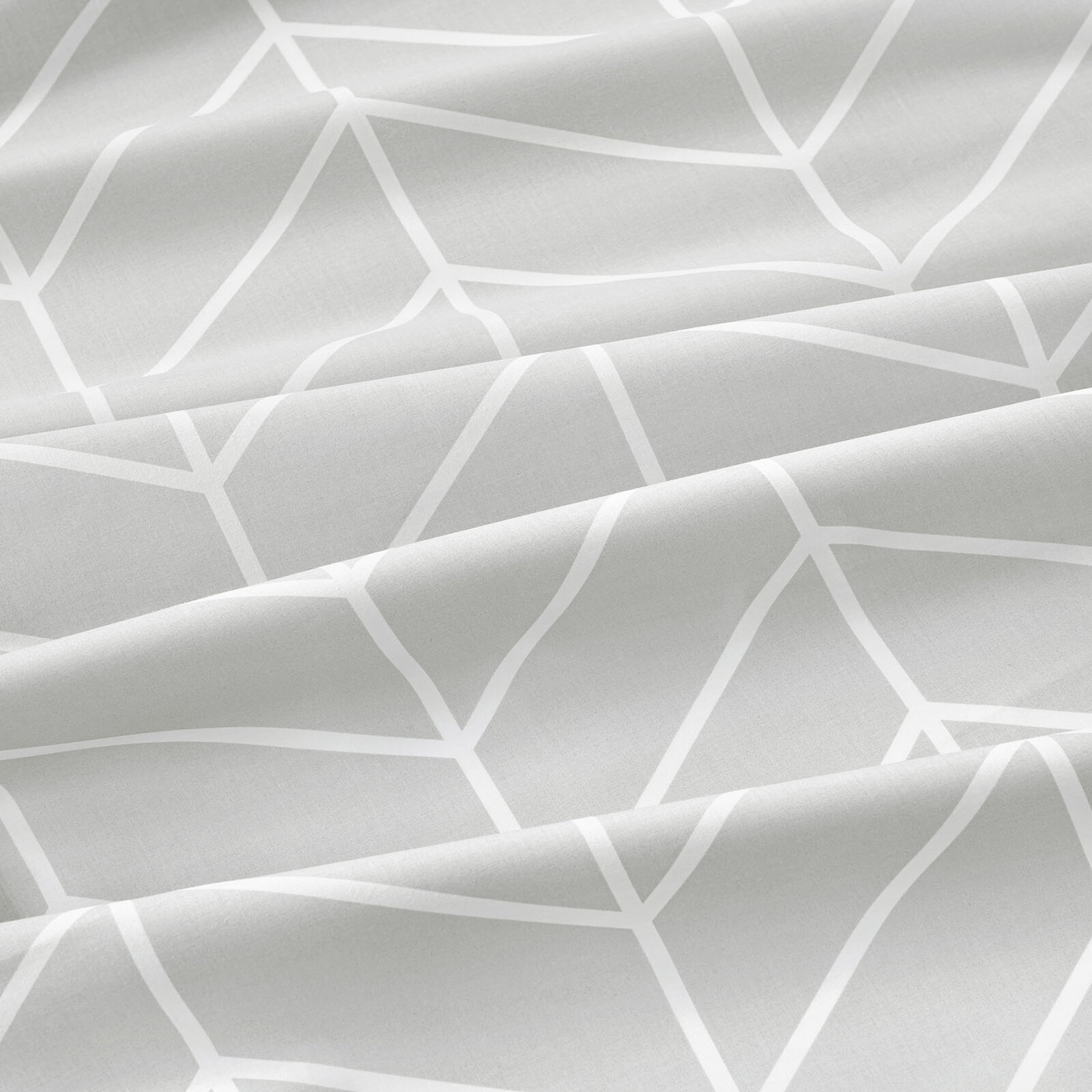 Katoenen kussensloop - Witte zigzag op grijs