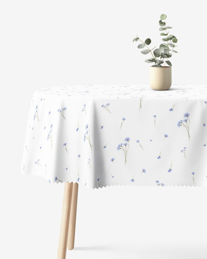 Ovaal teflon tafelkleed - Blauwe korenbloemen