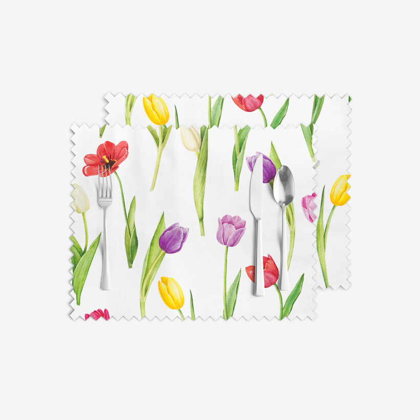 Teflon placemat voor op tafel - Gekleurde tulpen - set 2 stuks