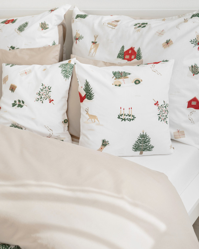 Kerst katoenen beddengoed Duo - Traditionele kerst met latte
