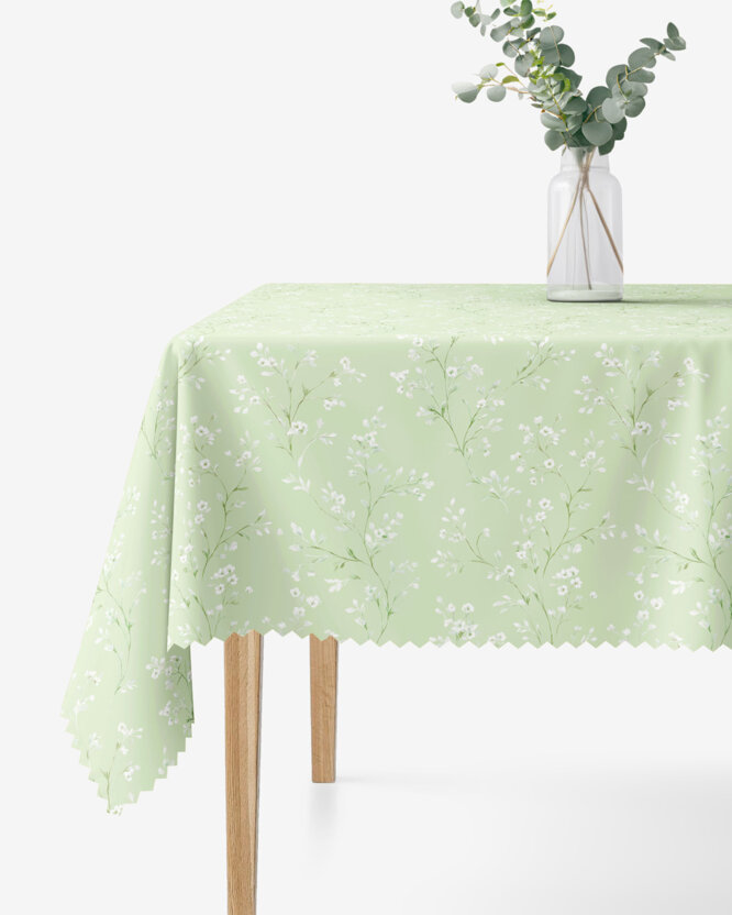 Hoekig teflon tafelkleed - Jasmijn bloemen