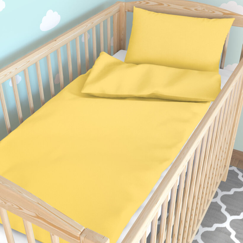 Katoenen baby beddengoed voor het ledikant - geel