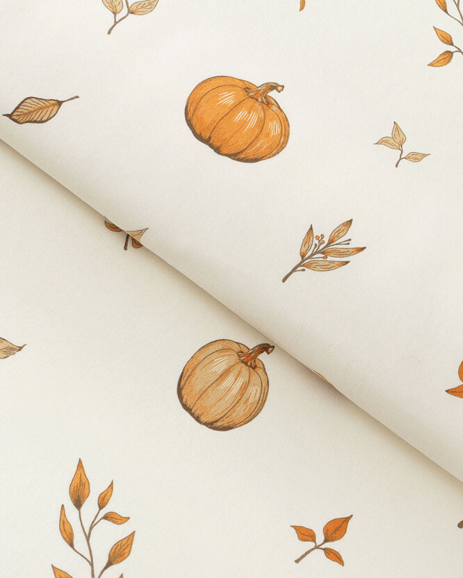 Flanellen stof - Herfst pompoenen en blaadjes