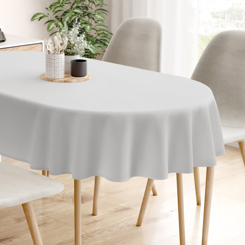 Ovaal tafelkleed 100% katoen renforcé - lichtgrijs