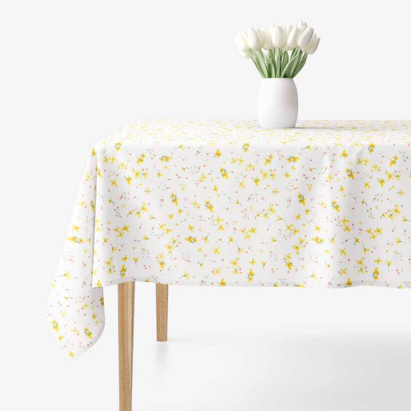 Hoekig tafelkleed Valencia - Narcissenbloemen