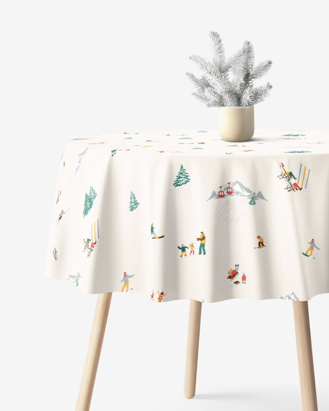 Rond tafelkleed 100% katoen renforcé - Winters plezier