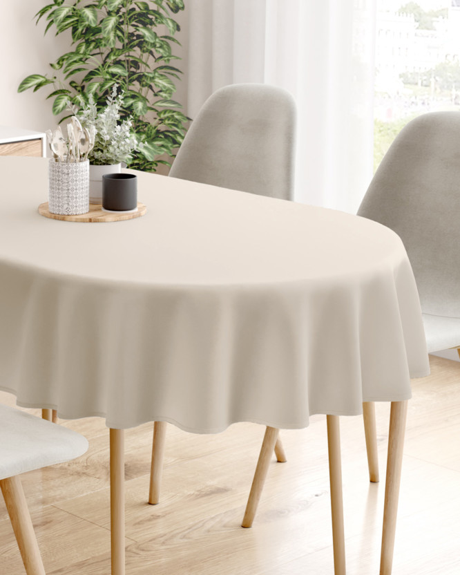 Ovaal tafelkleed 100% katoen renforcé - latte