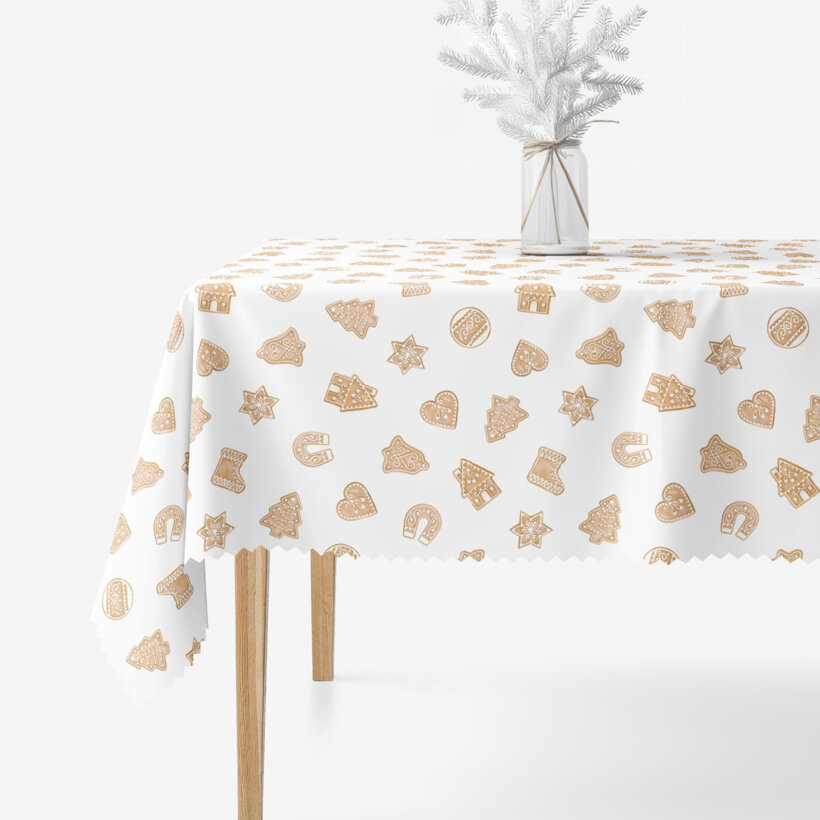 Kerst hoekig teflon tafelkleed - Peperkoek
