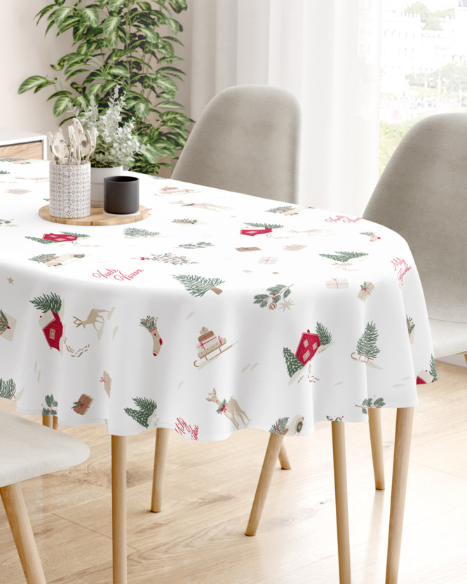 Kerst ovaal tafelkleed van stevig katoen - Tsjechische Kerst