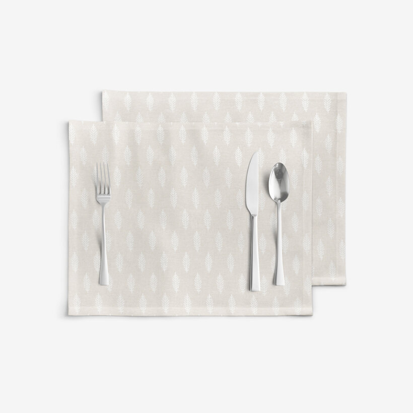 Placemat voor op tafel Natura - Takjes op ongebleekt - set 2 stuks