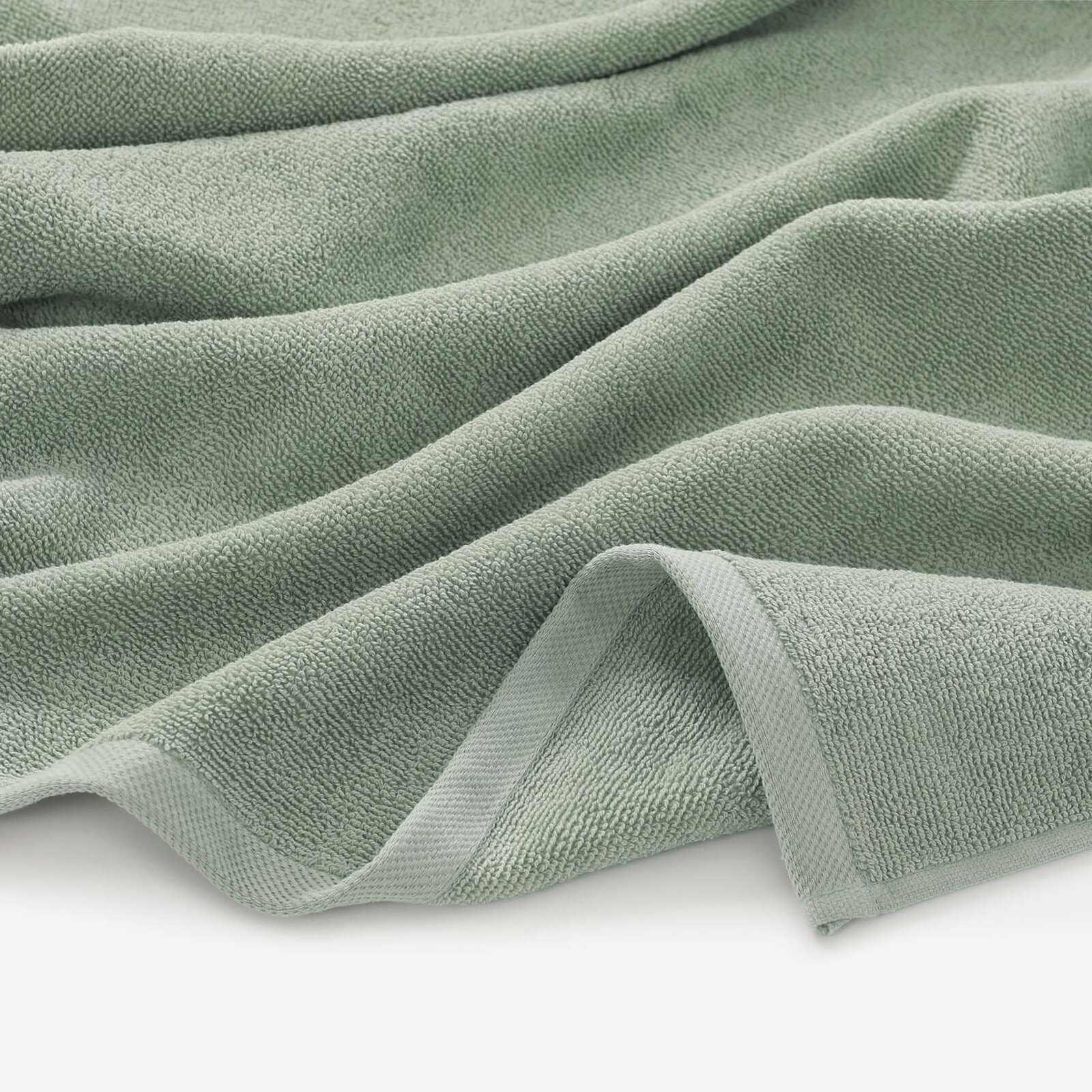Katoenen badstof handdoek / badhanddoek Soft zonder boord - saliegroen