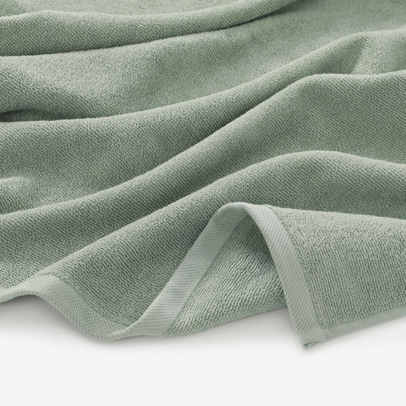 Katoenen badstof handdoek / badhanddoek Soft zonder boord - saliegroen