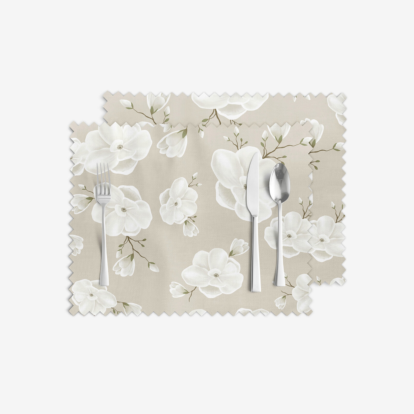 Tafelplacemat teflon - Witte bloemen - set 2st