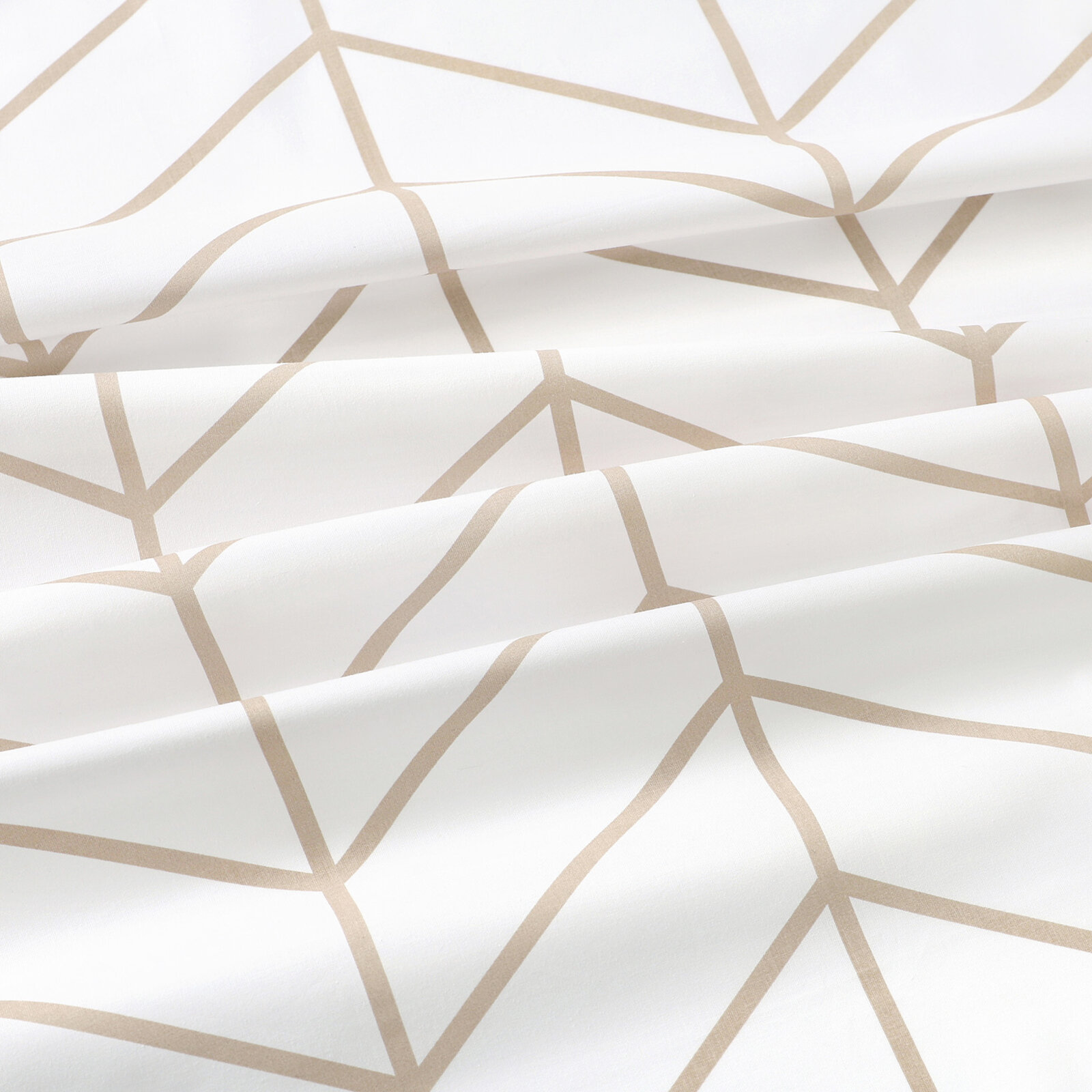 Katoen renforcé - Beige zigzag op wit